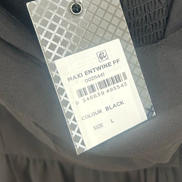 City Chic Entwine Tulip Drape Maxi Dress Black Off The Shoulder V-Neck Slit Gown - Picture 8 of 9